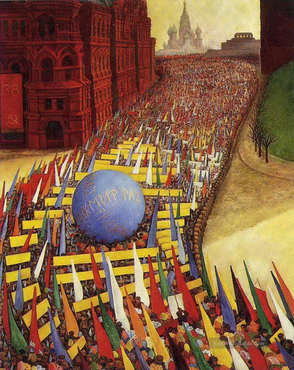 may day prozession in moskau 1956 Diego Rivera Ölgemälde